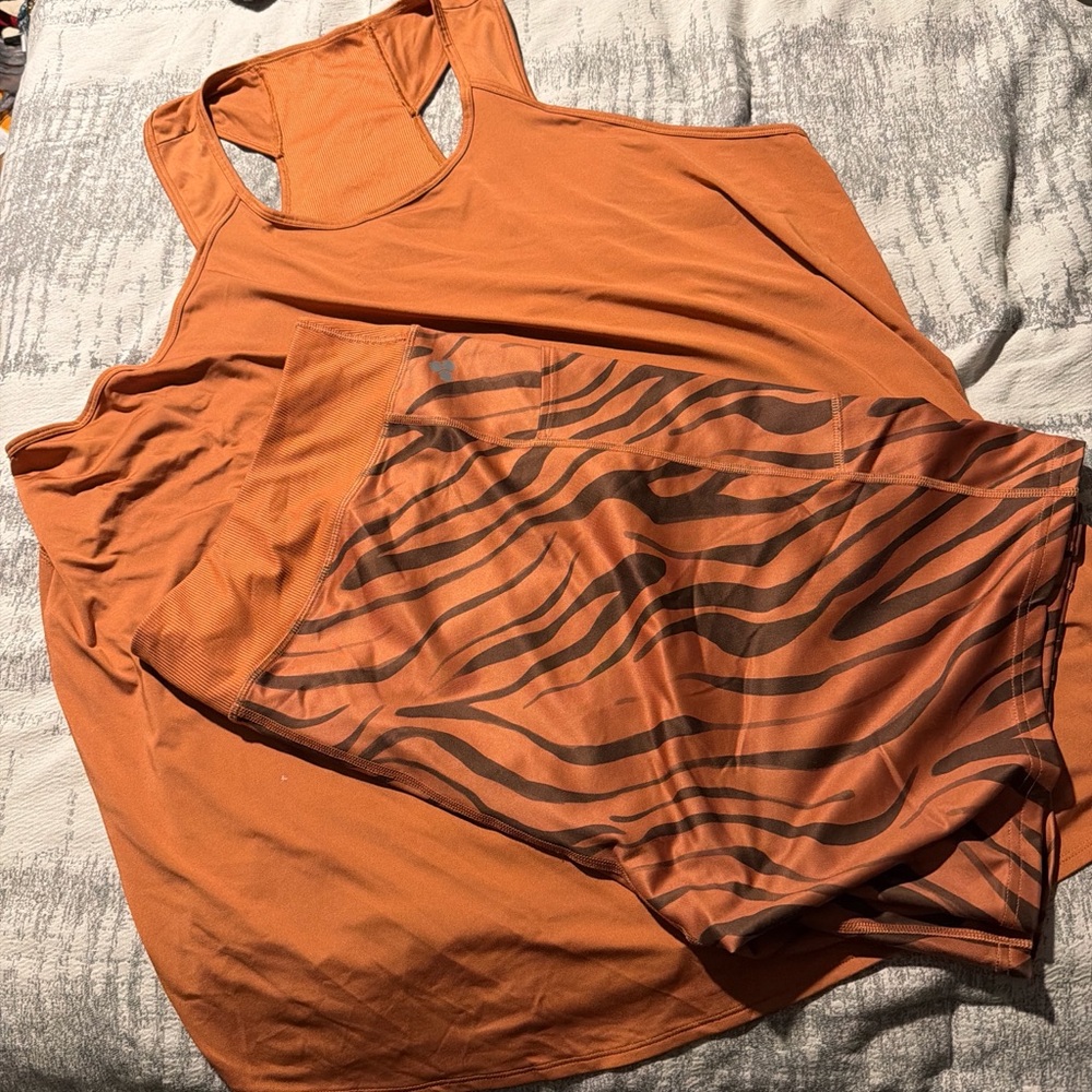 tek gear Orange Racerback Tank Top with Zebra-Print Shorts